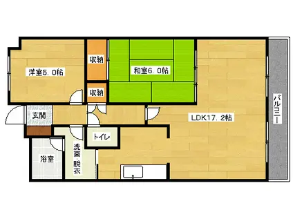 プロスペリティNAKAMURA(2LDK/6階)の間取り写真