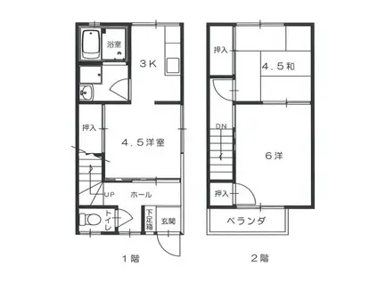 立川アパートB(2LDK/1階)の間取り写真