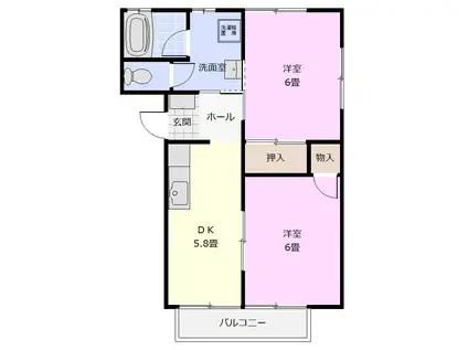 ハツエハイツ(2LDK/1階)の間取り写真
