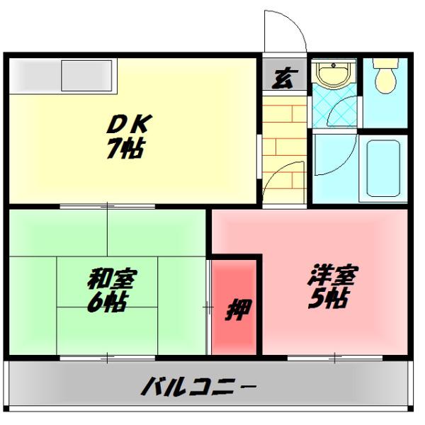 ケイプラザ金田(2DK/3階)の間取り写真