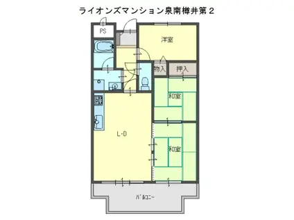 ライオンズマンション泉南樽井第2(3LDK/4階)の間取り写真