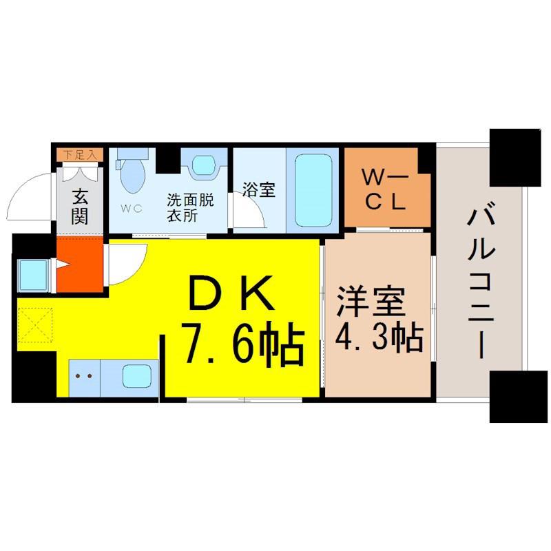 KDX千早レジデンス(1DK/10階)の間取り写真