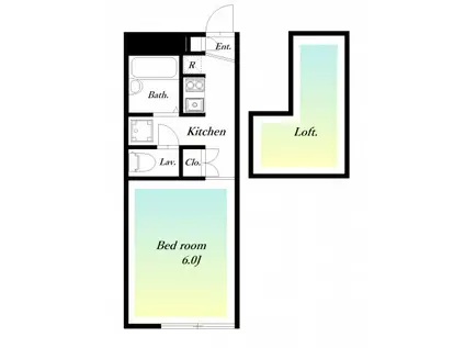 ヴァンテアン(1K/2階)の間取り写真