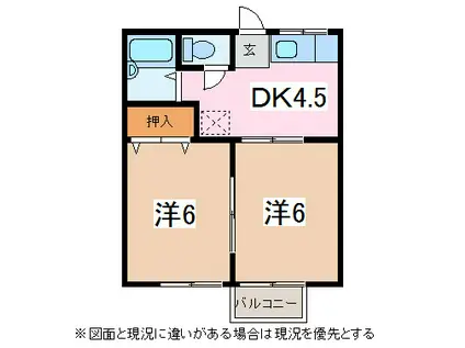 ミーティヌ・リンクス(2DK/1階)の間取り写真