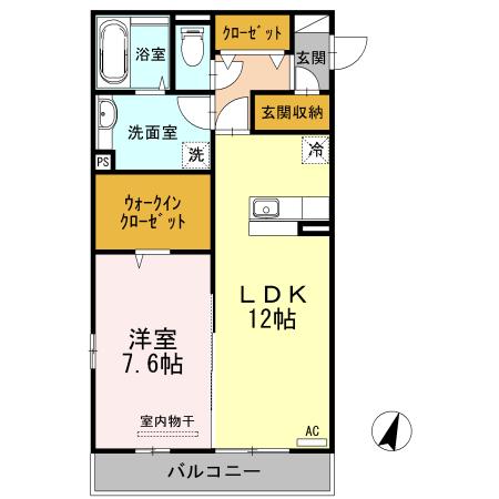 シャイン陽街 206(1LDK/2階)の間取り写真