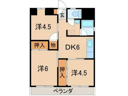 ハイジ―松山(3DK/4階)の間取り写真