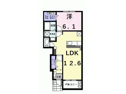 ネオクラール(1LDK/1階)の間取り写真