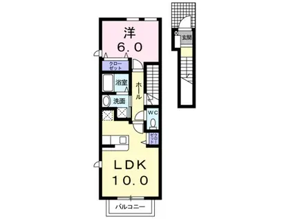 トゥインクル城南 B(1LDK/2階)の間取り写真