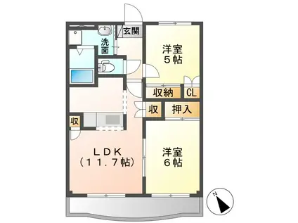 メゾン・グランディア(2LDK/2階)の間取り写真