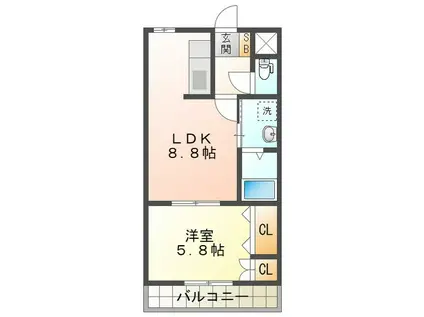 サンライズパレス午起(1LDK/1階)の間取り写真