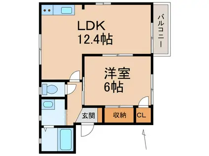 フォーレス有本(1LDK/2階)の間取り写真