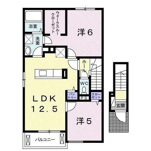 もみの樹 II(2LDK/2階)の間取り写真
