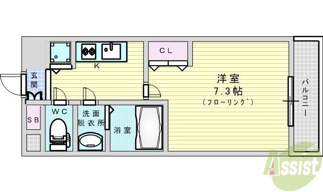 S-RESIDENCE新大阪駅前(1K/14階)の間取り写真