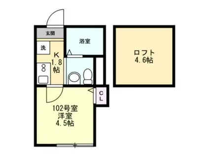 ベイルーム鎌倉山崎(1K/1階)の間取り写真