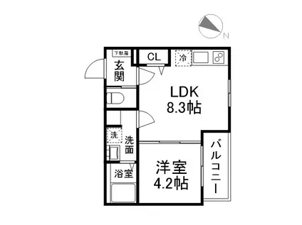 F RUBRA SEAM(1LDK/2階)の間取り写真