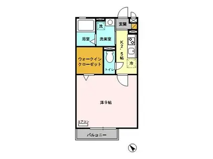 リビングタウン三橋(1K/2階)の間取り写真