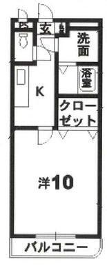 マリベールNT(1K/1階)の間取り写真