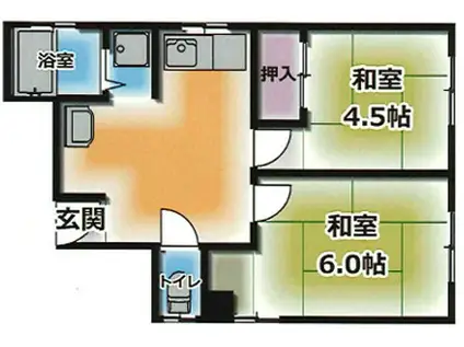 築島ビル(2DK/4階)の間取り写真
