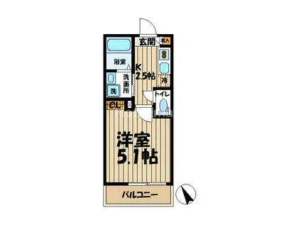 FIRST VILLA 小袋谷(1K/1階)の間取り写真