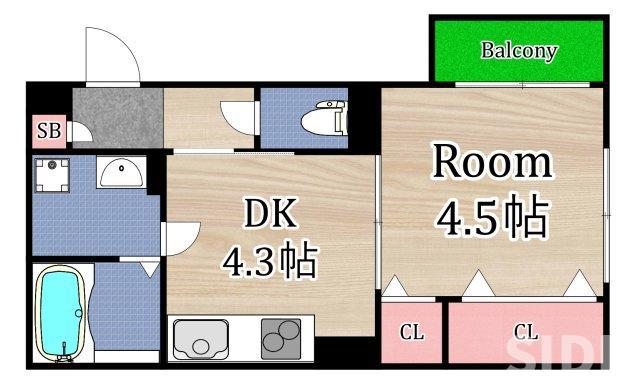 フォレストメゾンI(1DK/1階)の間取り写真