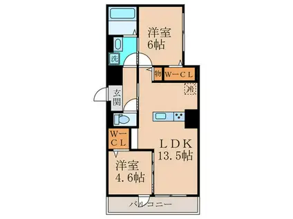 サザンフォート(2LDK/3階)の間取り写真