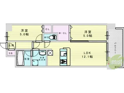 スプランディッド11(2LDK/6階)の間取り写真