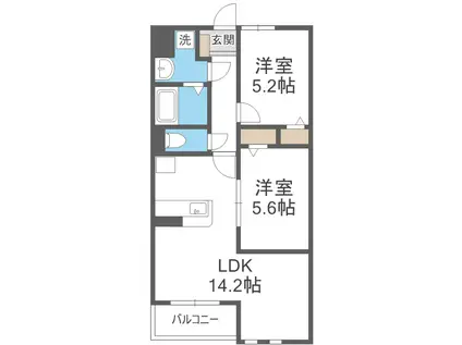 インテグレース都府楼(2LDK/1階)の間取り写真
