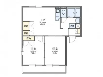 レオパレスクレヨンハウス(2LDK/2階)の間取り写真