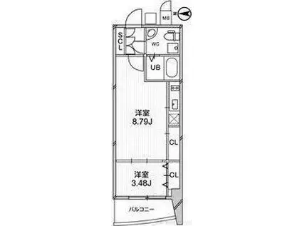 URBAN FLATS江坂(1LDK/10階)の間取り写真