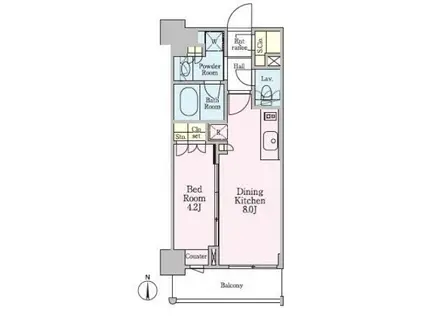 クレストコート白金高輪(1LDK/9階)の間取り写真