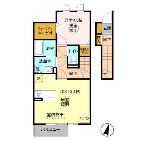 グランメール(1LDK/2階)の間取り写真
