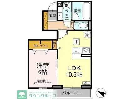東武野田線 初石駅 徒歩4分 2階建 築2年(1LDK/1階)の間取り写真