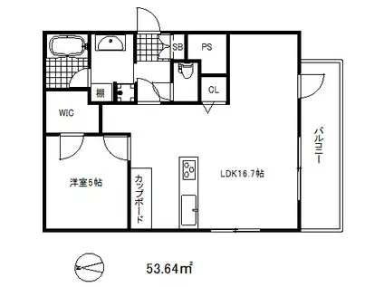 エヌティアールエステート中山手通(1LDK/3階)の間取り写真