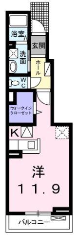 グラチチュードIV(ワンルーム/1階)の間取り写真
