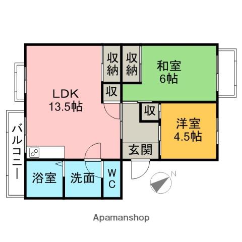 メゾン稲垣(2LDK/3階)の間取り写真