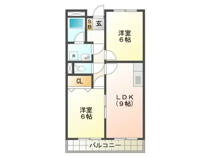 グランメール27(2LDK/2階)の間取り写真