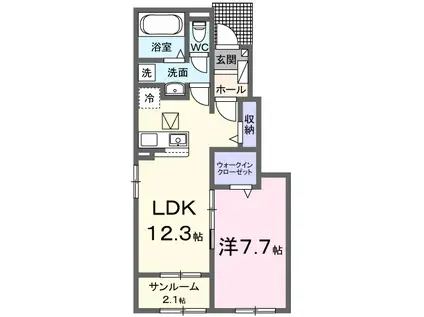 ソレイユ・フルール(1LDK/1階)の間取り写真