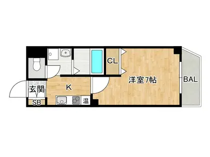 みおつくし城北(1K/2階)の間取り写真