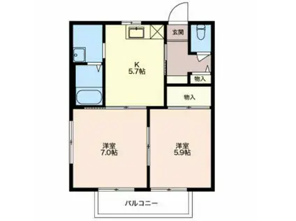 プチメゾンコスギ(2K/2階)の間取り写真