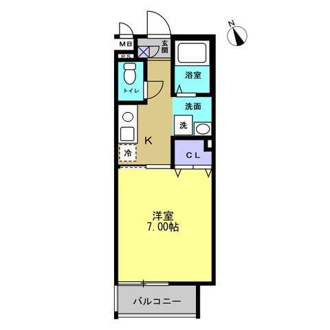クオーレ福沢町(1K/1階)の間取り写真