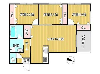 BIGLUCK城南(3LDK/1階)の間取り写真