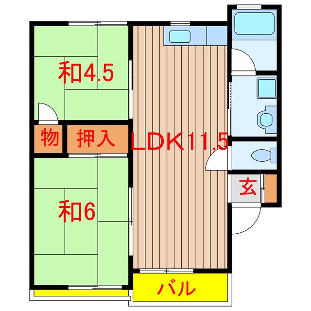 スターハイツ・E-Ⅰ(2LDK/2階)の間取り写真