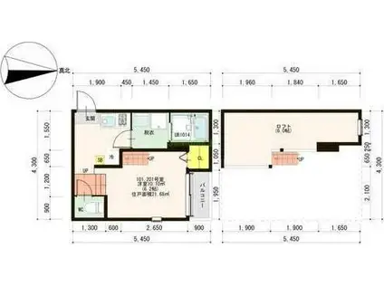 ハーモニーテラス福住町III(1K/1階)の間取り写真