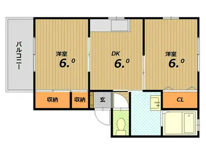 須磨天神ハイツ(2DK/1階)の間取り写真