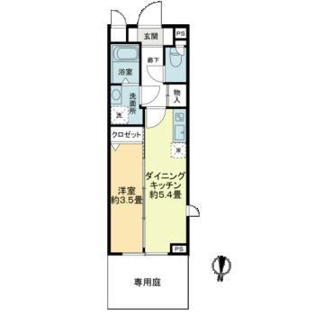 クラリティア池上(1DK/1階)の間取り写真