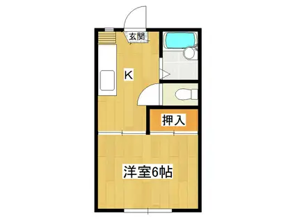 西洋ハイツB棟(1K/1階)の間取り写真