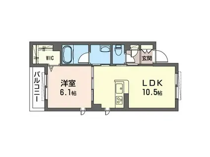 ラ・ヴァーン旭ケ丘B(1LDK/2階)の間取り写真