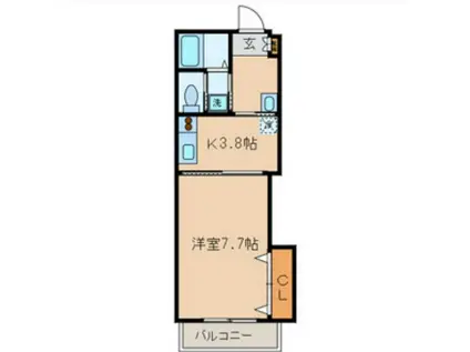 カサブランカN(1K/3階)の間取り写真