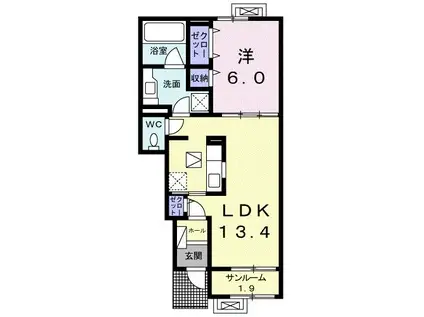 アマービレII(1LDK/1階)の間取り写真