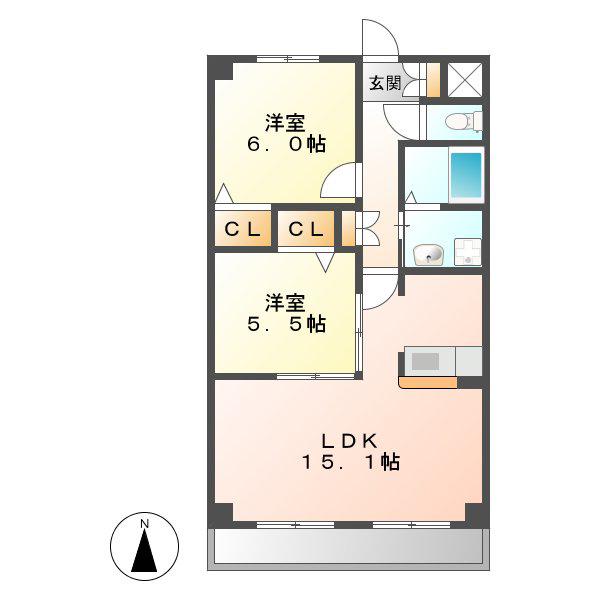 ルミエールデュオFB館(2LDK/3階)の間取り写真